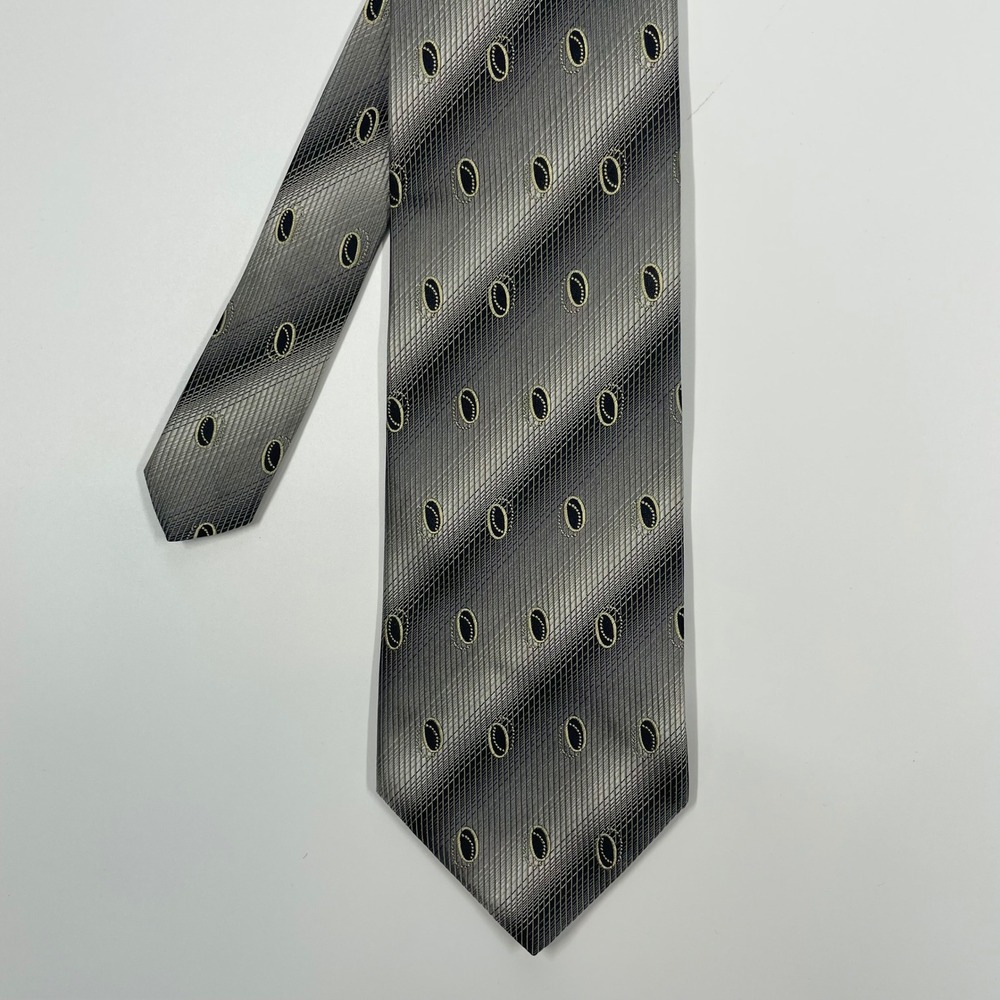Matrix Silver Black Geometric Silk Necktie Mens OSFA